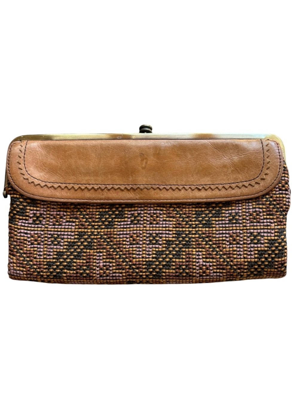 Hobo Lauren clutch wallet woven geometric Scandinavian colorful leather pockets